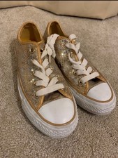 Converse All Star Women's size 5.5 Low Top Lace up Sequin Gold/Silver Sparkle