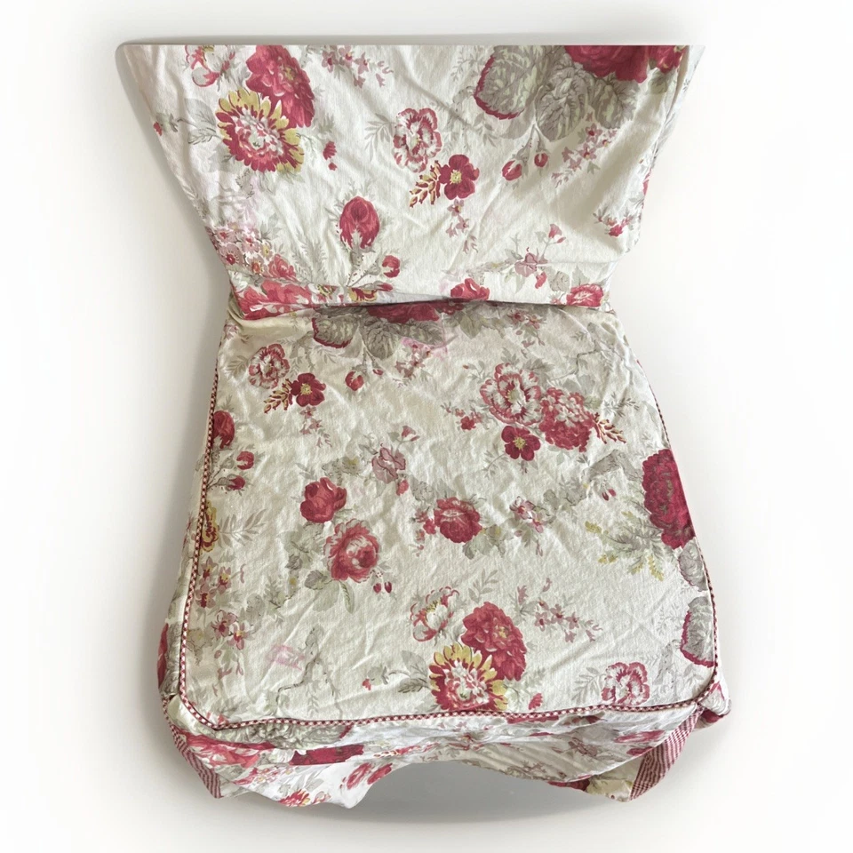 WAVERLY NORFOLK COUNTRY ROSES RED CREAM FLORAL DINING CHAIR PARSON COVER - Image 2 of 4