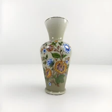 Toscany Glass Floral Vase With Gold Trim 