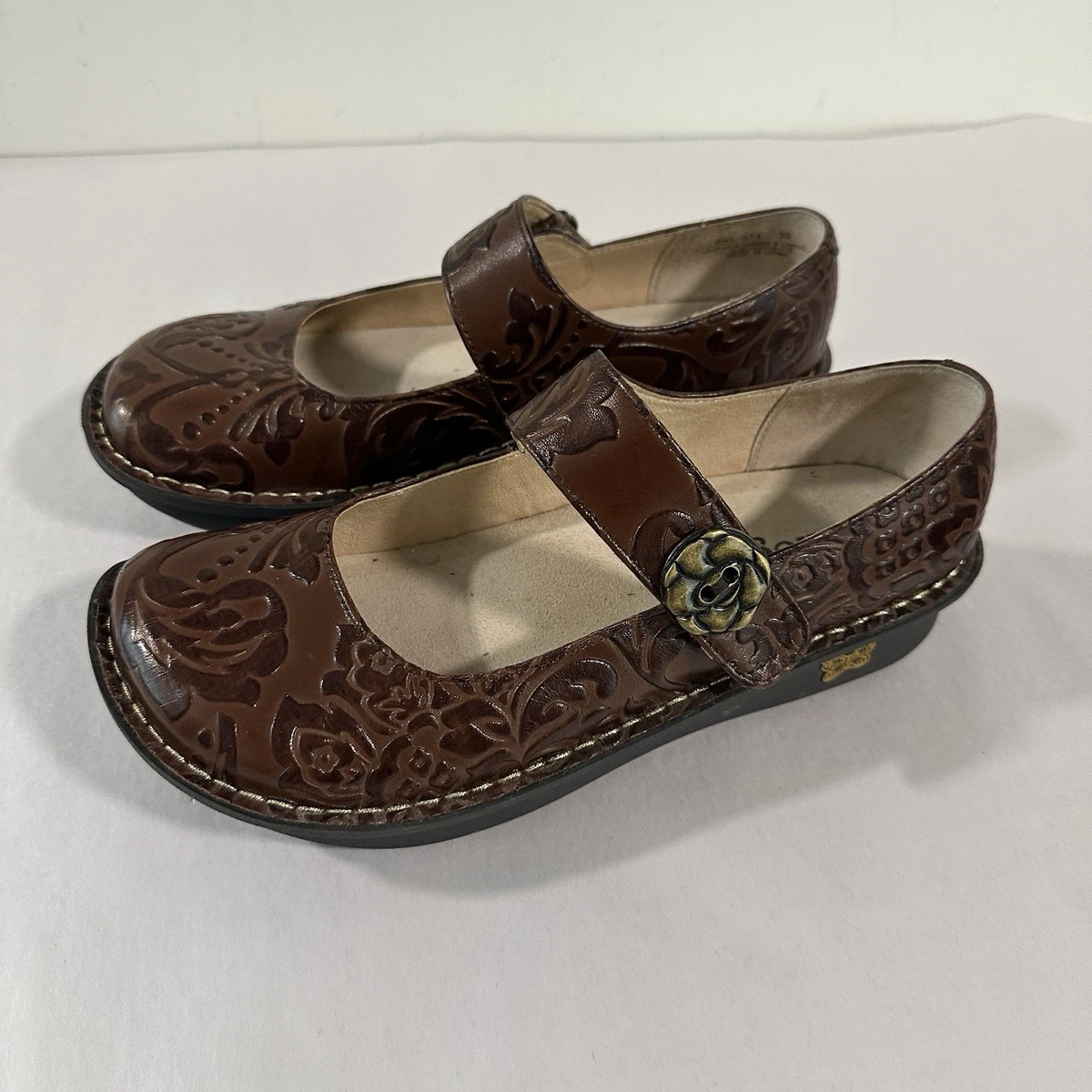 Alegria Floral Embossed Mary Jane  Loafers in Brown Alegria Mary Jane Floral Comfort Shoes for Women for sale | eBay main image 2