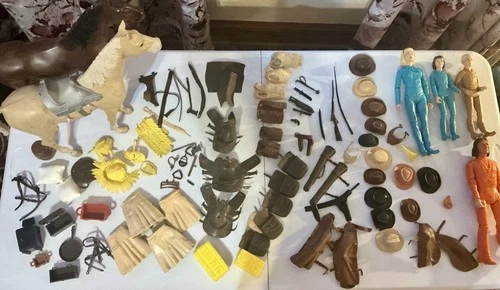 Large Lot Of  Vtg Johnny West Collection Dolls & Accessories In Good Condition