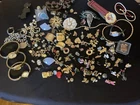 Vintage Costume Mixed Jewelry Lot w. Pin Brooches Watches Earrings