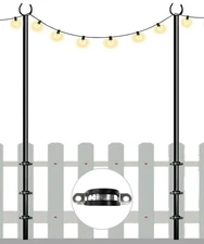 Outdoor String Light Pole, 10 FT Heavy Duty Light Stand Hanger Pole for Outsi...