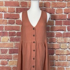 Madewell Dress Women's Size 6 Lightspun Button Front Tiered Pockets Midi Boho