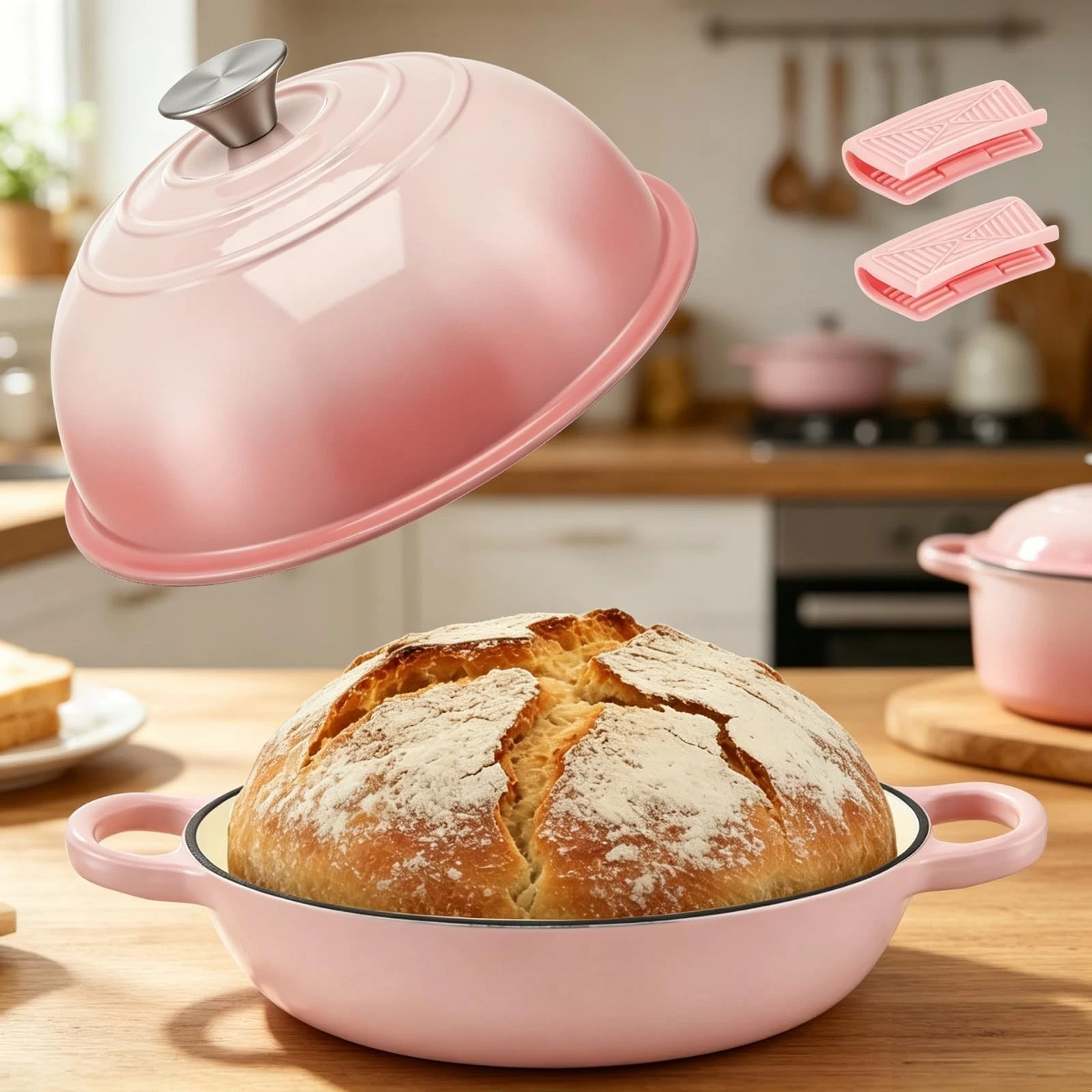 Dutch Oven For Bread Baking 26cm/4.7L Cast Iron For Bread Loaf Pot 260°C Non Sti
Opens in a new wind