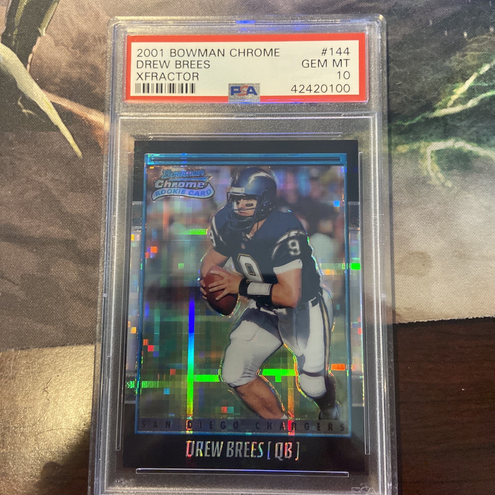 2001 Bowman Chrome Xfractor DREW BREES ROOKIE RC #144 PSA 10 GEM MINT POP 14