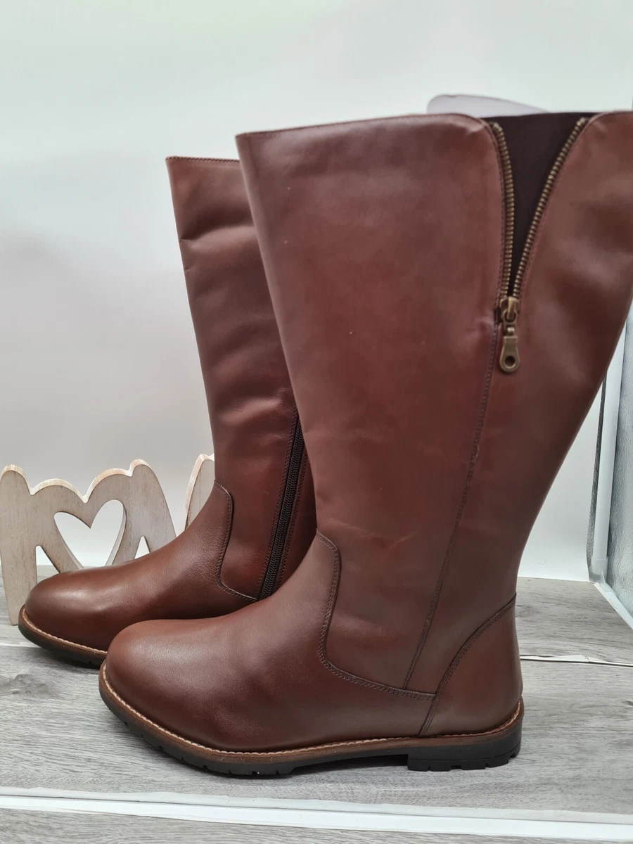 Sheego Boots Womenu0026#039;s Leather Wide Calf Boots XXL Size 38 To 44 Braun  (224) New | eBay