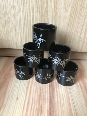 6er Set Serviettenringe, Made in China, Kunststoff/Bakelit-Stil, Bambus Design