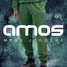 AMOS Men’s Fleece Joggers, Slim Cuffed Casual Tracksuit, Men’s Bottoms