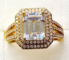 QVC Diamonique 14K Gold Clad Bridal Ring & Earrings Set Boxed Size 6 — photo 3