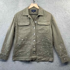 Splendid Womens Easel Paint Splatter Denim Jacket Xs X Small Olive Green Utility