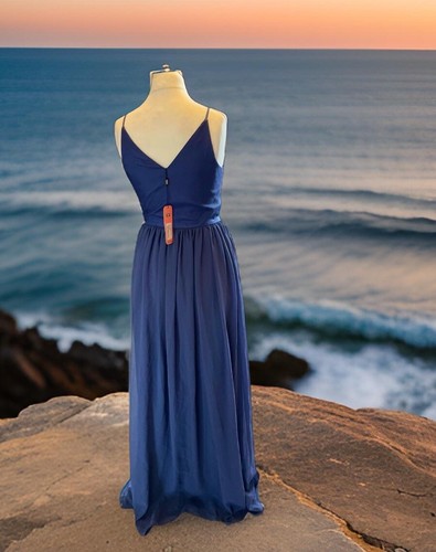 Long Navy Ballgown Cruise  party Dress 10 - Afbeelding 2 van 4