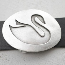Modernist Silver Tone Single Swan Buckle for Casual Belt