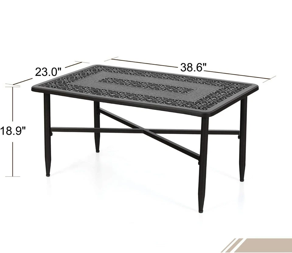Mesa de centro de patio de aluminio fundido de 38,6" bronce para porche superficie esmerilada moderna Foto 2 de 4