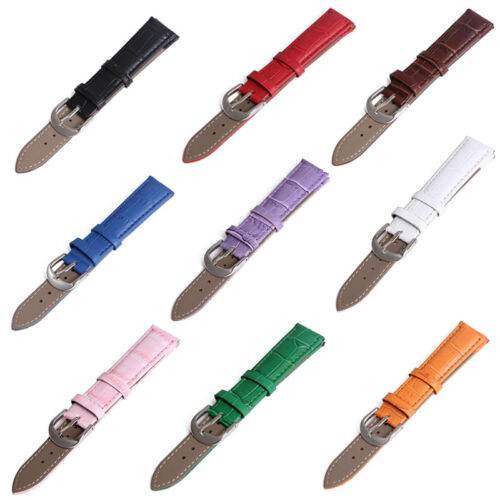 12-22mm Leather Watch Bands Wristwatch Straps Replacement Belts For Women Men  - Afbeelding 1 van 17