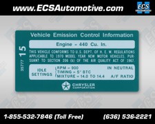 Mopar Chrysler Emission 1970 440 Six Pack Built After March 10 1970