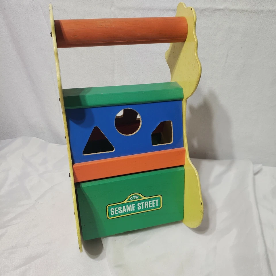 De colección Sesame Street Big Bird forma clasificador juguete mecedor de madera con campana Foto 3 de 4