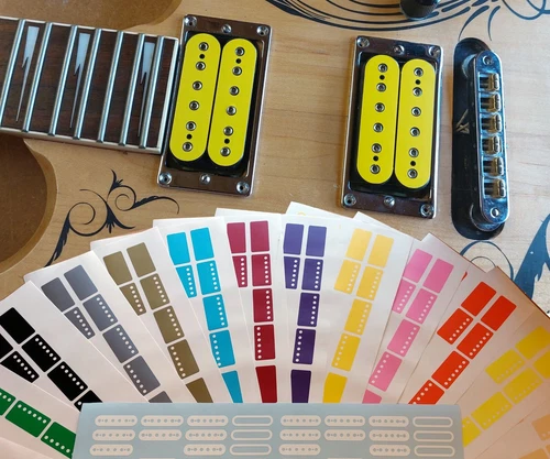 Guitar Pickup Inlay Decal Stickers, 7 different Pick up Sizes, 15 Colour Options