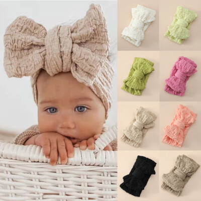 Soft Baby Big Oversized Bow Tie Head Wrap Turban Top Knot Headband Newborn  Girl∂