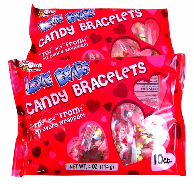 Love Beads Valentines Day Candy Bracelets (20 Ct) Individually Wrapped
