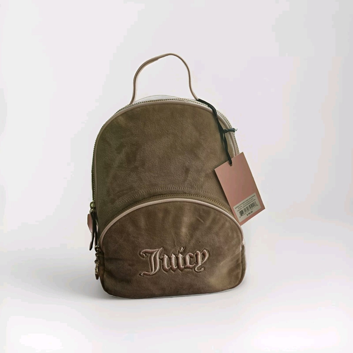 NWT Juicy Couture Queen Of Everything Backpack Velour Cafe/Powder Blush NWT Juicy Couture Obsession Backpack in | Mercari main image 3