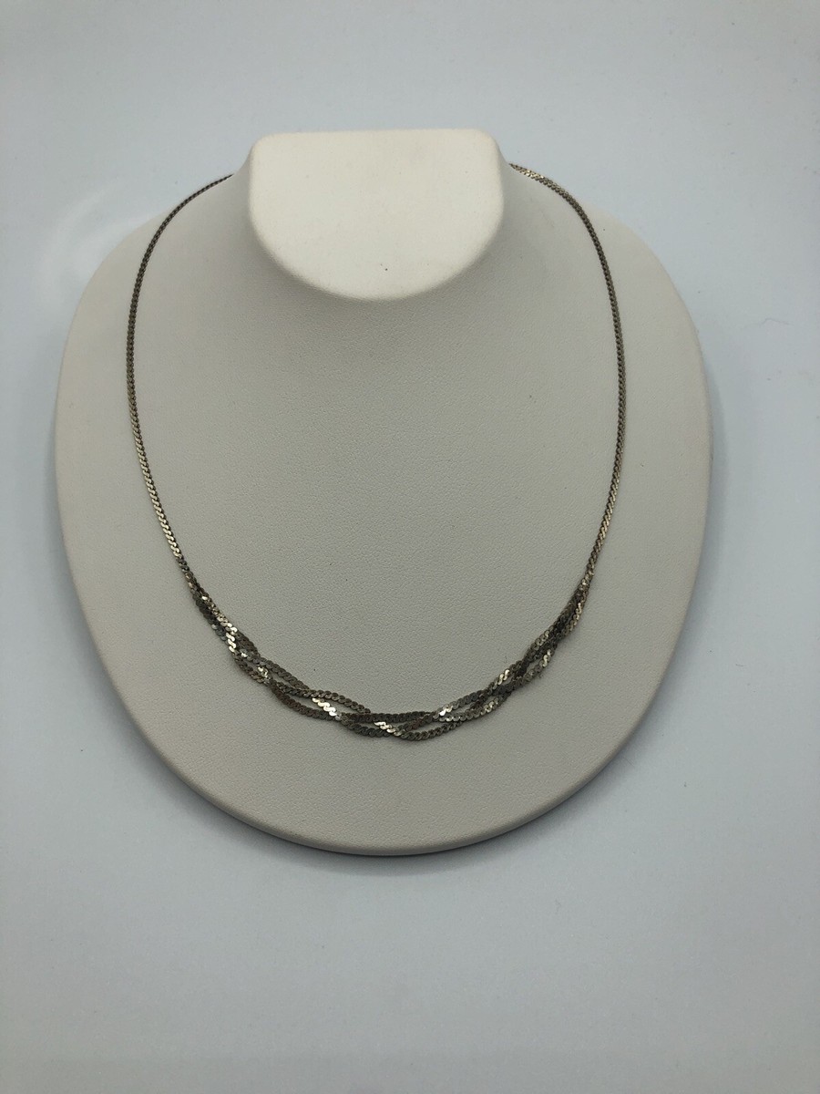 Beautiful Vintage Italy 925 Sterling Silver Flat Braided Chain