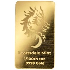 1/100 oz .9999 Gold Bar - 2024 Year of the Dragon Gold Bullion Bar #A556 6197.00 per troy oz