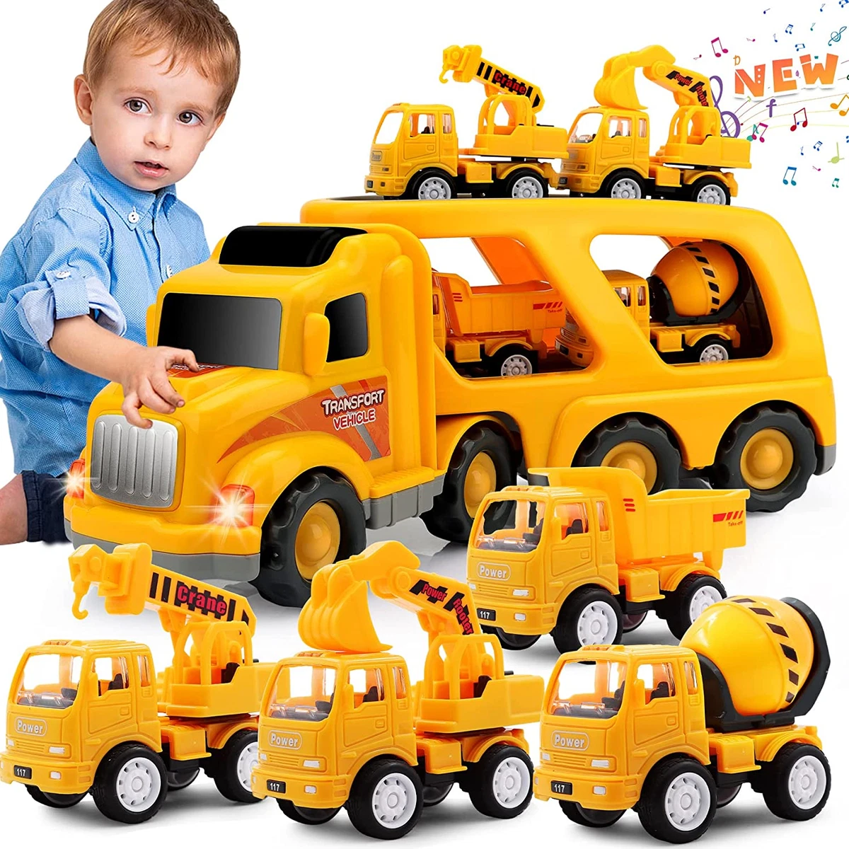 5 in-1 Toy Trucks for Boys,Truck Toy for 1 2 3 4 5 6