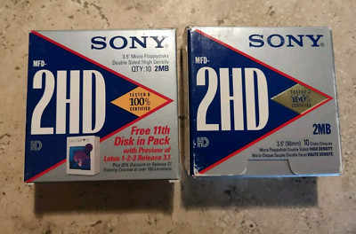 SONY 3.5'' Micro New Floppy Disks 2MB Double Sided IBM MFD-2HD Open Boxes 20 Pcs