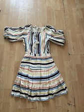 NEW ANTHROPOLOGIE LOST + WANDER Patti Yellow Striped Dress Sz S Women Puff T20