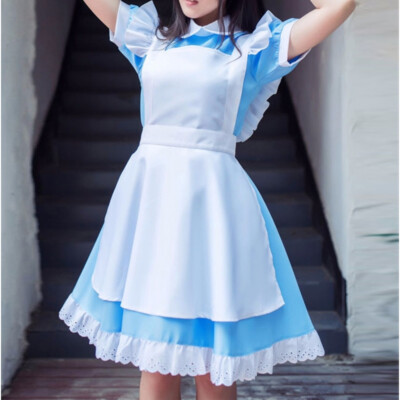 blue waitress dress Blue Waitress Dress Costume Uniform Maid Blue Retro Diner Hostess Pinup Halloween Rockabilly Outfit