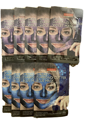 Purederm Galaxy Diamond Glitter Violet(5) And Blue(4) Face Mask, Pack Of 9 Sheet