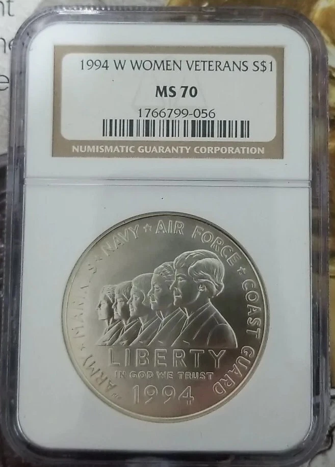 1994W $1 Silver NGC MS70 Women Veterans Dollar 90% Coin Cert# 1766799-056 - Image 3 of 4