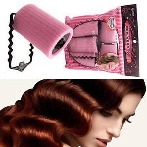 Popular Pink Magic Foam Roller Sponge Hair Styling Soft Curler