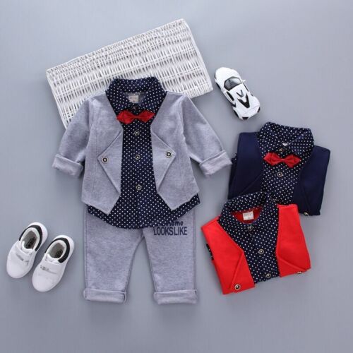 2pcs Kids Baby Clothes Baby Boys Clothes Cotton Top+Pants Suit Outfits Gentleman - Picture 1 of 16