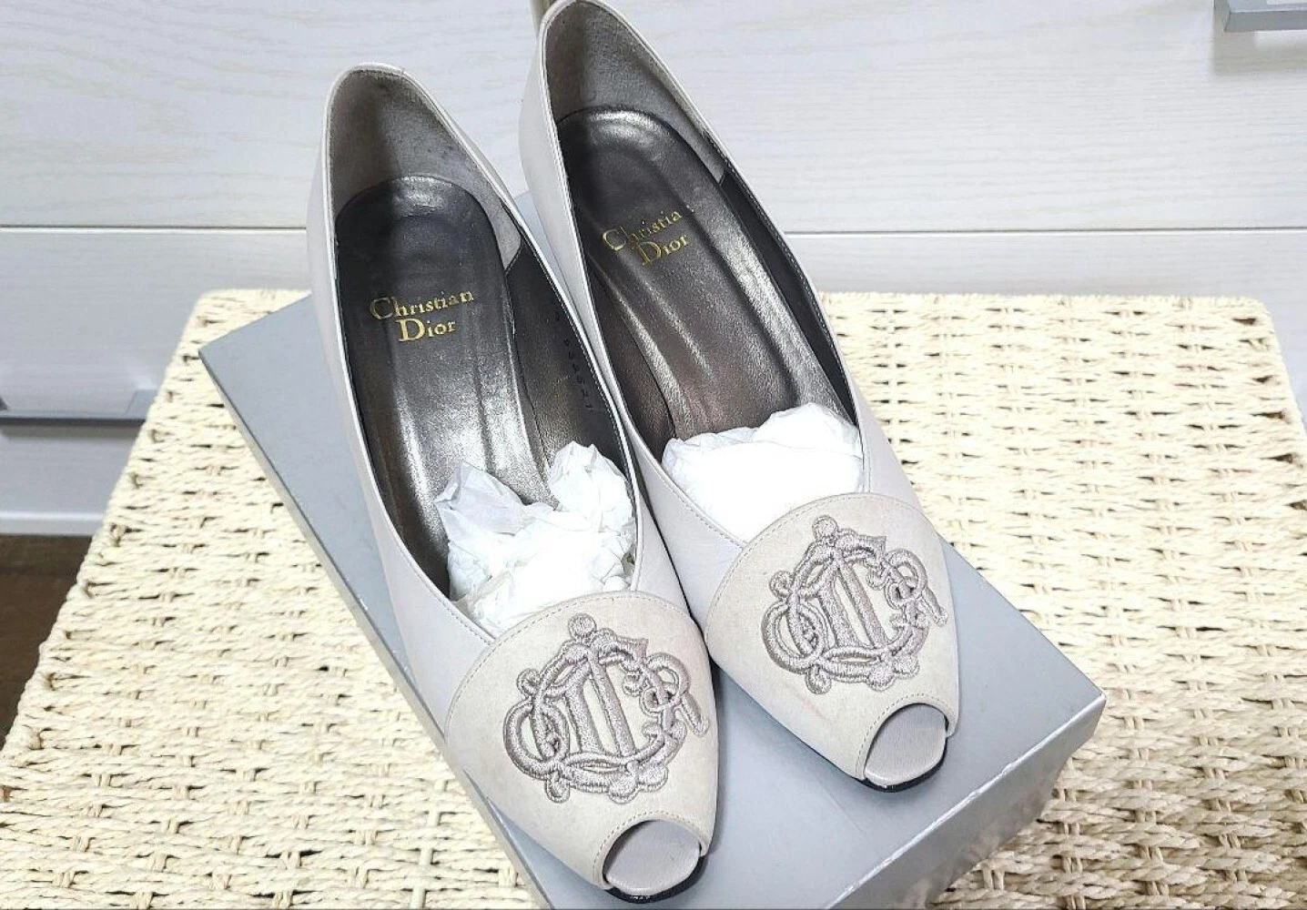 Escarpins Christian Dior talon cuir gris clair EU35,5 US5,5 Japon F/S OCCASION