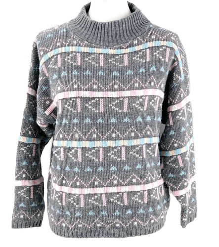 vtg 80'S CROQUET CLUB Sweater Gray 