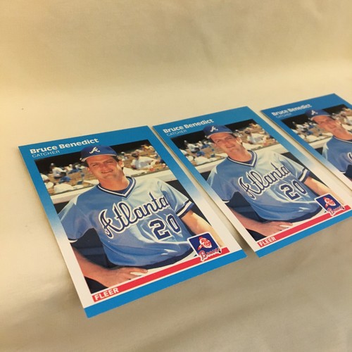 1987 Fleer Baseball Cards, three cards of BRUCE BENEDICT #512, Atlanta Braves - Picture 4 of 6