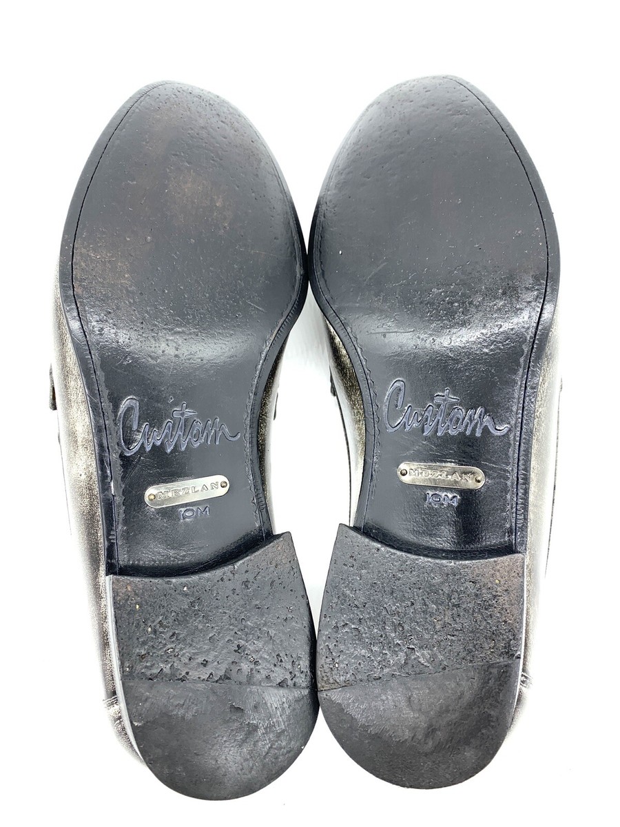 Mezlan Custom Pinhead Black White High Gloss Leather Loafers  display picture 3