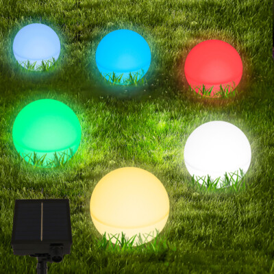 6X LED RGB Design Garten Lampen Kugel Leuchten Erdspieß Außen Steck Lampen SOLAR