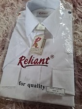 Reliant Short Sleeve Grampian Shirt Black Button Shoulder White 14" BNWT RRP  34
