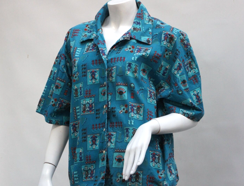 Vintage 80s Kachina Native American Print Shirt Blouse Tribal Southwestern - Picture 2 of 8