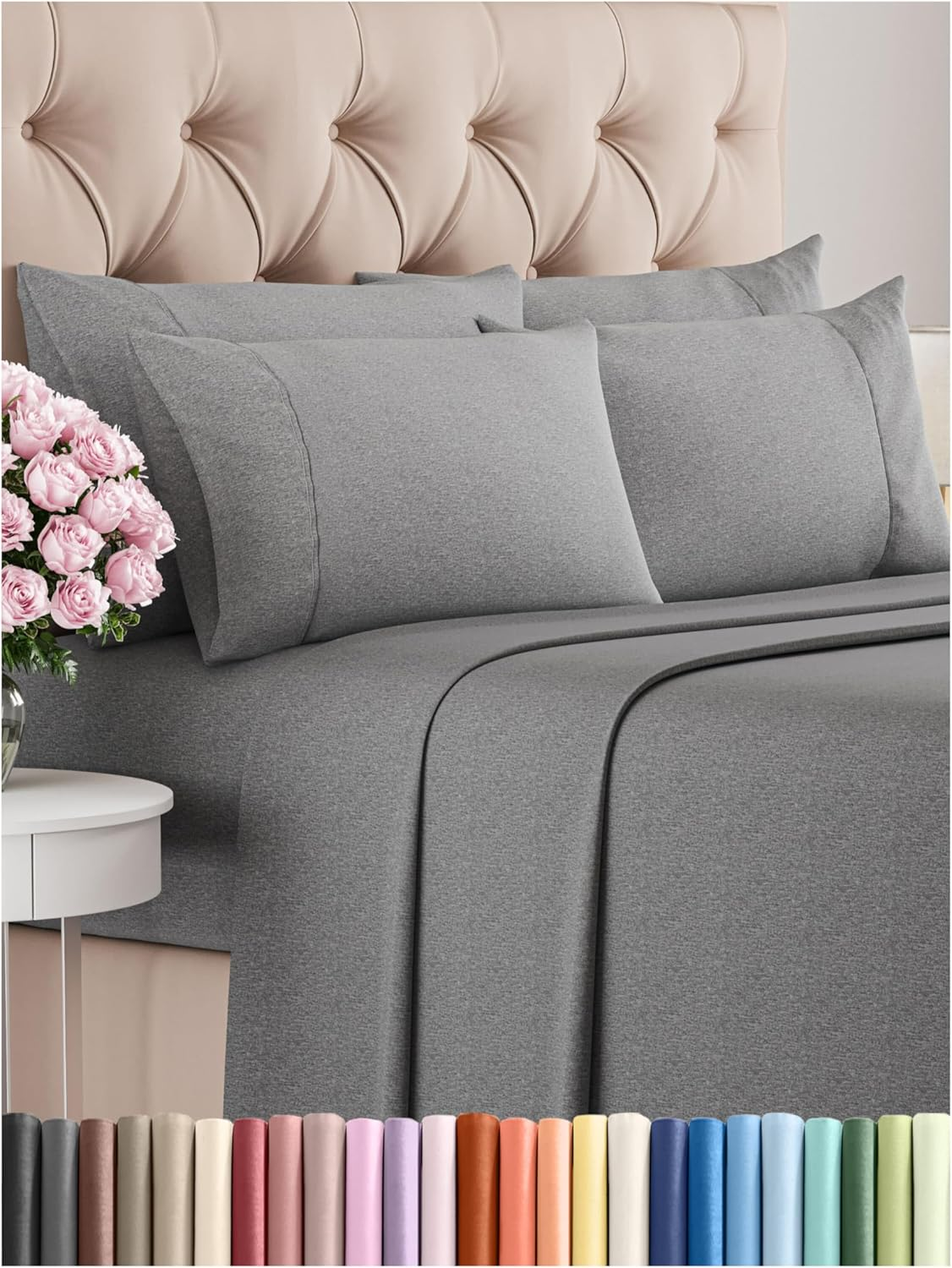 Luxury Queen 6-Piece Cooling Sheet Set - Breathable Hotel Quality Bedding