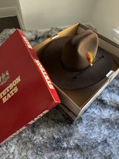 Chapeau de cowboy vintage 1984 année Stetson 4X feutre fourrure marron 6 3/4 USA