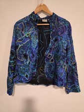 VTG Chico's Embellished Silk Jacket - Size 1 - Boho Sequin Mesh Open Front