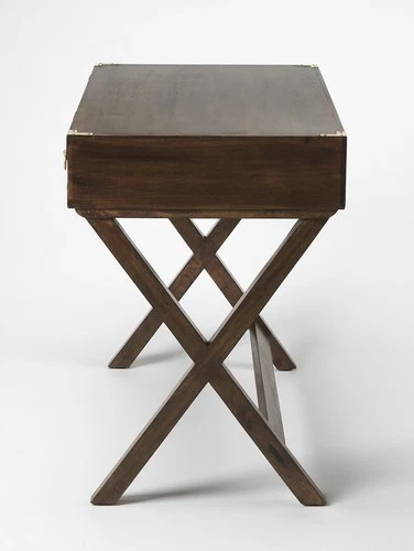 Elegant Mango Wood Campaign Writing Desk - Picture 3 of 4