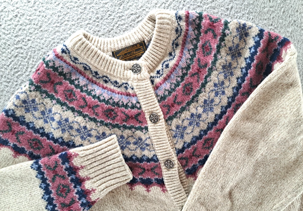 希少 80s Eddie Bauer Paisley Cotton Knit Eddie Bauer Cardigans for Women with Vintage for sale | eBay
