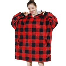 Wearable Blanket Hoodie for Adults Teens,Oversized Sherpa Hooded Blanket,Wa...