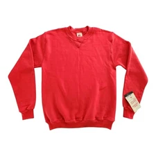 Vintage 70s Russell Athletic USA Red V Stitch Crewneck Sweatshirt Size Small NWT