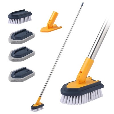 Tub Cleaner Brush With Long Handle 55 Extendable Tub Scrubber With Locking Head